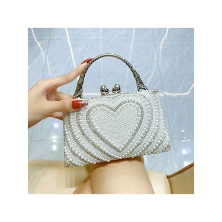 Rhinestone Clutch Tasker til Kvinder Aften Bryllup Formel - Håndtaske Med Rund Perlelås - Krystal Diamant Taske