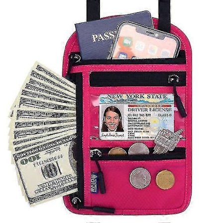 Reisehalslommebok for kvinner og menn for oppbevaring av verdisaker