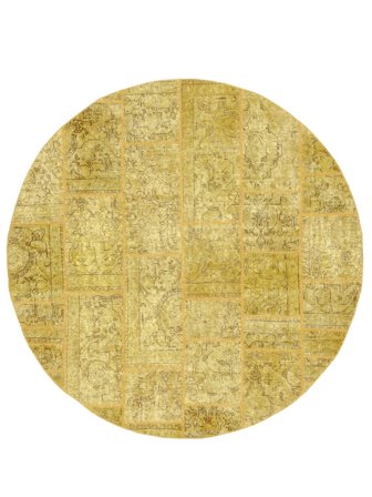 Tapis Patchwork Ø 197 Rond Jaune/Orange (Laine, Perse)