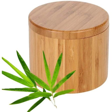 Saltkar i bambus, rund krydderibeholder