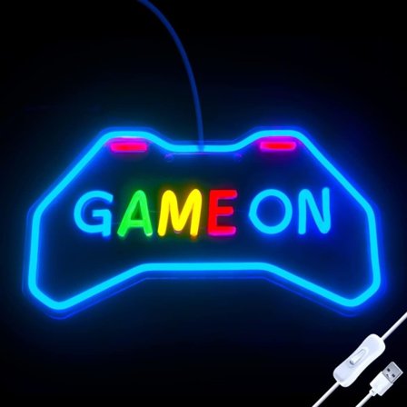 IC Game On Neonskilt for spillromsinnredning Gaming Neonskilt for veggdekorasjon Man Cave Gamerrumsinnredning for gutter Gaver USB-drevne spilllamper