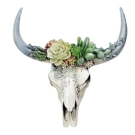 Resin Longhorn Cow Skull Head Wall Hanging Decor Flower Cow Skull Wall Decor Nursery Decor Resin Ornament med hängande S
