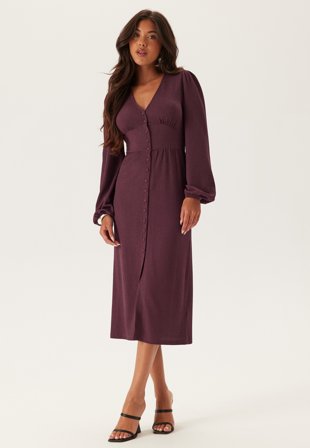 BUBBLEROOM Structure Button Midi Dress Tøj