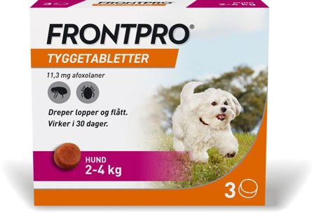 Frontpro 11 mg tyggetabletter til hund (2-4 kg) 3 stk