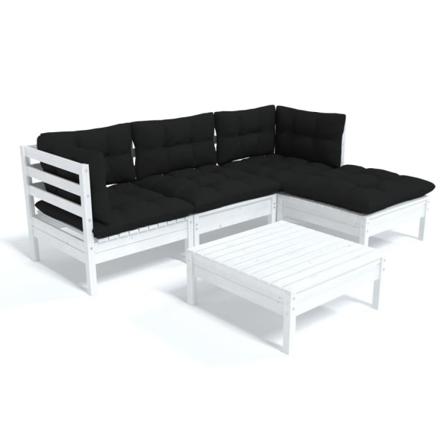 Vidaxl Loungegrupp Med Dynor 5 Delar Vit Massiv Furu Vit