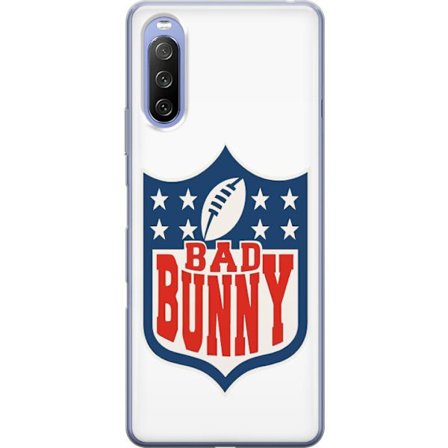 Kompatibelt Mobildeksel til Sony Xperia 10 III Bad Bunny rød grafisk plakat med portrett og typografi i latinamerikansk popdesign