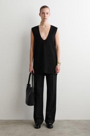 COS Women's Gilet In Lana Doppiata in Nero
