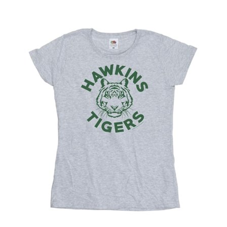Netflix Dam/Kvinnor Stranger Things Hawkins Tigers Bomull T-Shirt L Sports Grey