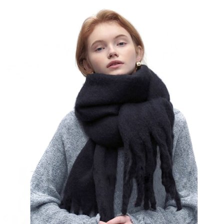 Ensfarget myk voksaktig lat vind varmt langt skjerf med atmosfære S