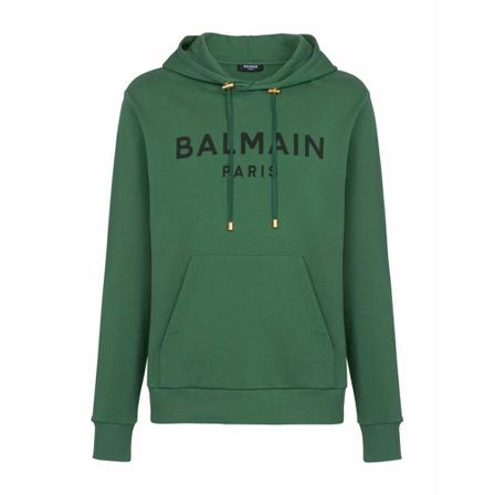 Balmain Logo Popover Hoodie Grøn, Herre