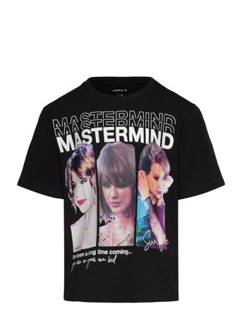 name it Celebrity Icons Ss Nreg Top Sky - Black - 122-128