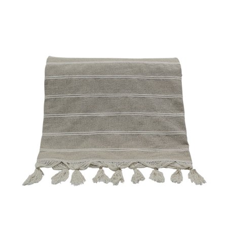 Dekorativt bomuldstæppe, beige/hvid, 150x210 cm