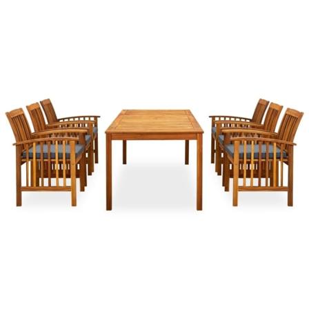 Vidaxl Matgrupp För Trädgården Med Dynor 7 Delar Massivt Akaciat Grå