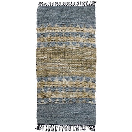 Nahkainen käytävämatto, beige/harmaa, 70x150 cm