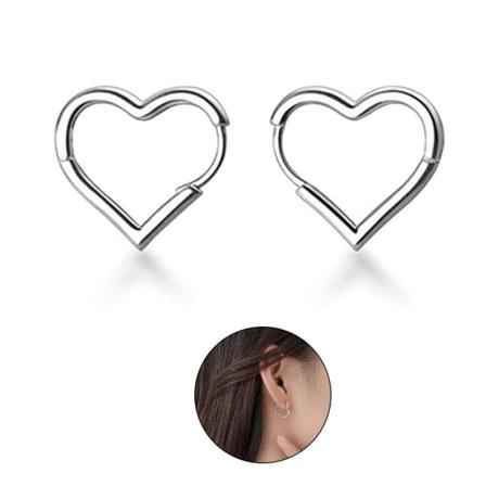 925 Sterling Silver 1,6 cm Hjärta Creolörhängen för Kvinnor Tonårsflickor Söt Kärlek Hjärta Örhängen Drop