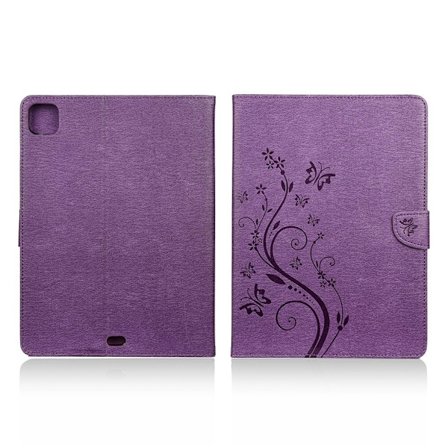 iPad Pro 11 inch (2020) fjäril avtryck läder flip fodral - lila