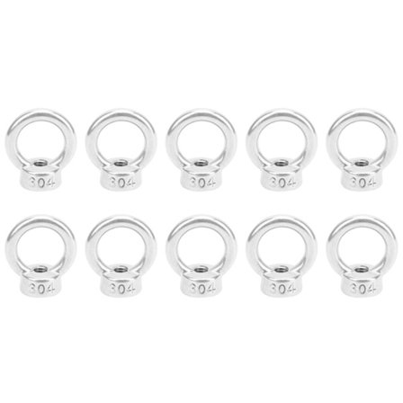 M6 Møtrikker, 10 stk. M6 Løfteøjer Møtrikker Rustfrit Stål Fastgørelseselementer til Kabel Reb Tilbehør, Øjemøtrik
