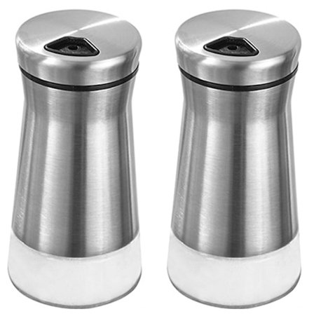 Salt och peppar shakers set - Krydddispenser med justerbara hällhål - Rostfritt stål och glas