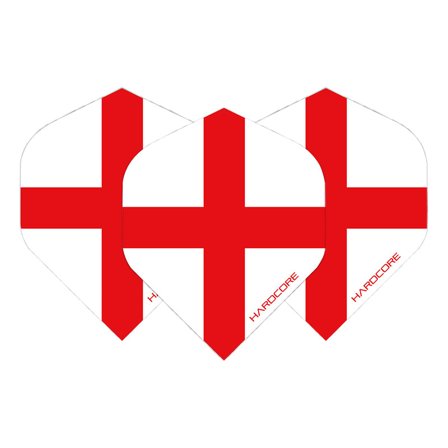 Red Dragon Darts Flights England Hardcore Standard 100 Micron Extra Thick 5 Sets (15 Flights) Red/White Cross Pattern