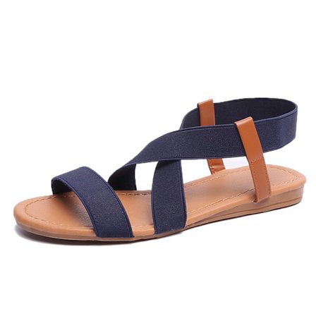 Elastiska söta platta sandaler för kvinnor Casual sommarstrandskor Sandal semesterresesandaler Gladiator sandaler ------ Blå(Storlek 40)