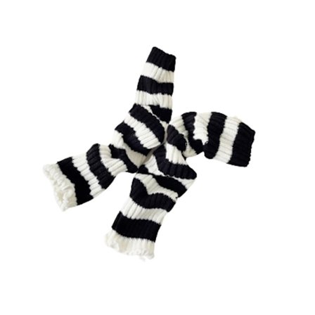 1 par strikkede benvarmere til kvinder, elastiske stribede udendørs sportssokker