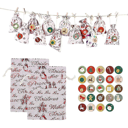 Kiwifruit Adventskalenderpose DIY med klistremerker og bånd