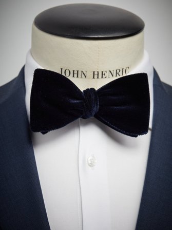 John Henric Men's Blue Velvet Bow Tie Size Self-tied
