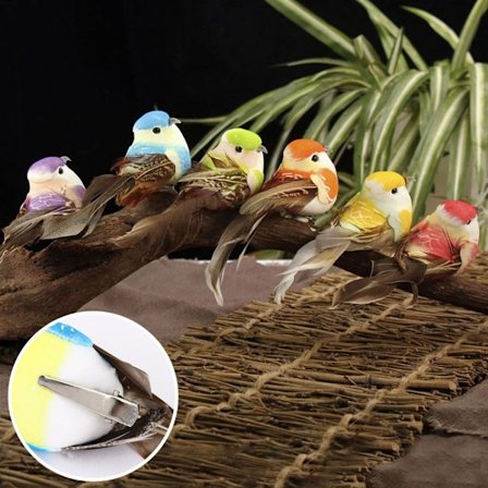6 STK Artificial Bird Model Naturtro perlefugl 1-CLIPS 1-CLIPS