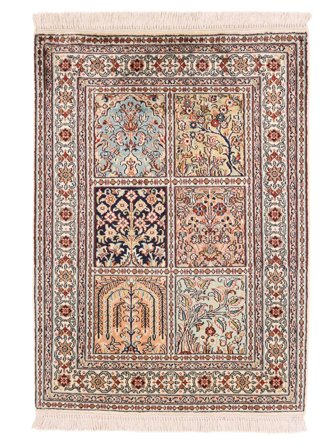 Tapis D'orient Cachemire Pure Soie 66X92 Marron/Beige (Soie, Inde)