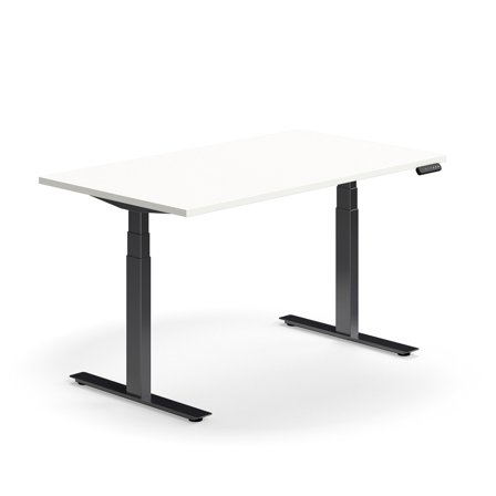 Schreibtisch QBUS höhenverstellbar, 1400x800 mm, Gestell schwarz, weiß