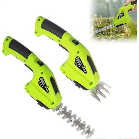2 I 1 Sladdlös Trimmer Shear7.2V Elektrisk Trimmer Inbyggd - Handhållen med 2 Utbytbara Blad för Buskar Gräs Gräsmatta och Beskärning