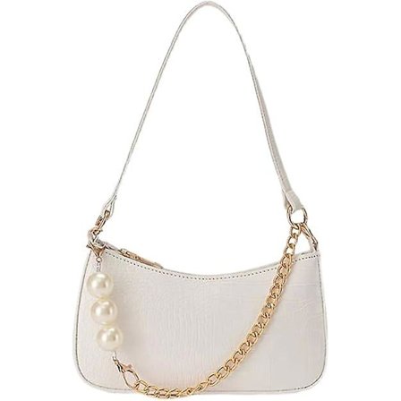 Pieni krokotiilikuviollinen olkalaukku helmillä, naisten clutch-laukku, retro vintage