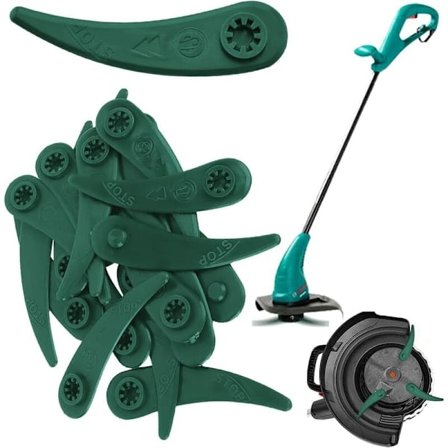 20-pack med ersättningsblad i plast för gräsklippare, gräsklipparblad i plast, gräsklipparblad för Bosch Durablade Art 23-18 LI Art 26-18 LI 