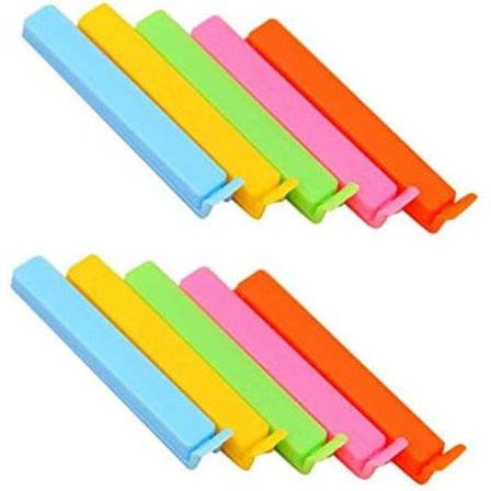10 st Färgglada Plastklämmor Ljusa Mat- & Tepåseförslutningsklämmor