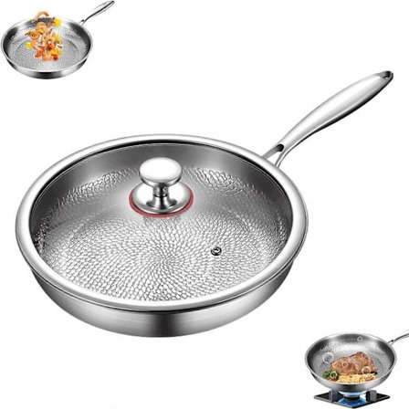 2025 Ny Modell Titanium Hamrad Stekpanna Pro med Lock, UltraTålig Non-Stick Titanium Stekpanna, Reptåliga Non-Stick Nutri Stekpannor (XL(11.81in))