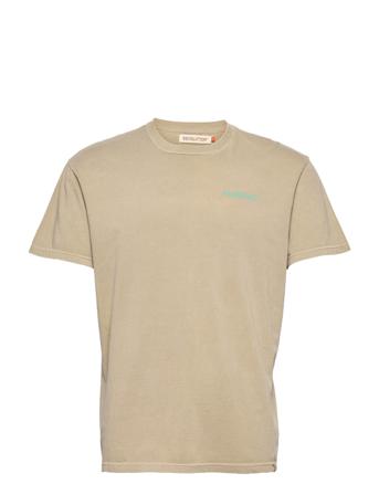 Garment Dyed Loose Fit T-Shirt With Print Beige Revolution