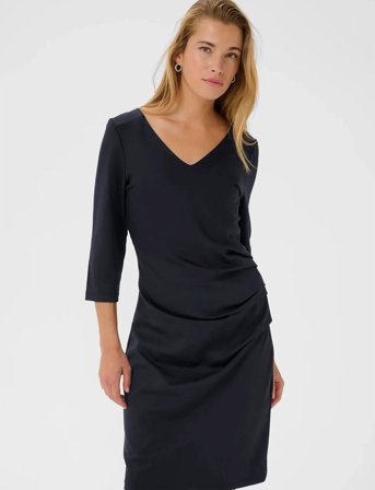 Kaffe Kaindia V-Neck 3/4 Sl Dress - Black - XXL