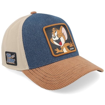 Capslab - Blauw trucker Cap - Tom & Jerry Brown/Blue A-frame Trucker @ Hatstore