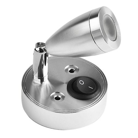 Hvid LED Spotlys Knapskontakt Campingvogn Læselamper Camper (sølv) (1 stk)