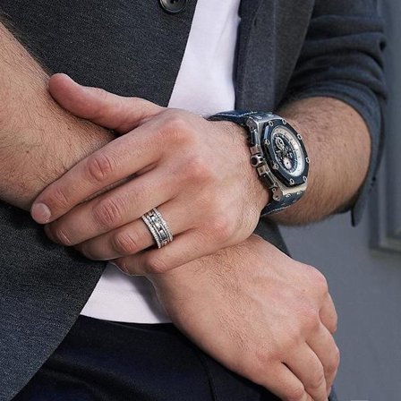 Flettet 925 sølv forgyldt håndlavet ring til mænd Zirconia