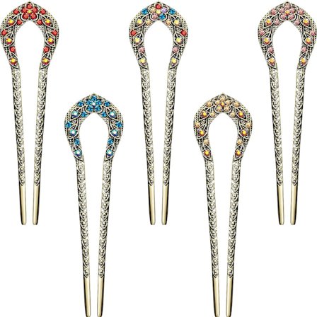 5-delt hårklipp i fransk stil Vintage hårgaffel Metall U-formet p