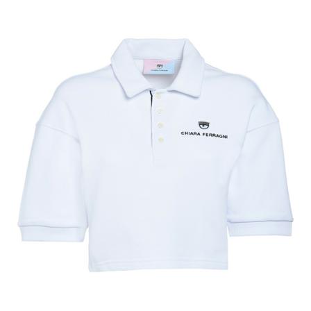 Chiara Ferragni Collection Polo T.shirt 350 Logo Classic Light Diagonal Fleece CO Hvid, Dame