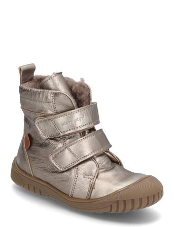 Sporty Velcro Boot Tex Silver Pom Pom