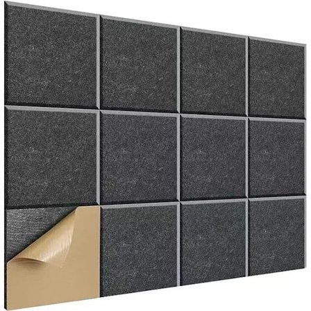 12-Pack Självhäftande Akustikpaneler i Ljudabsorberande Skum – 30x30cm Väggdekoration och Effektiv Ljudisolering