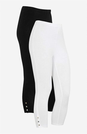 Cellbes of Sweden - Caprileggings med fina knappdetaljer Milly 2-pack - vit + svart - för damer - 34/36