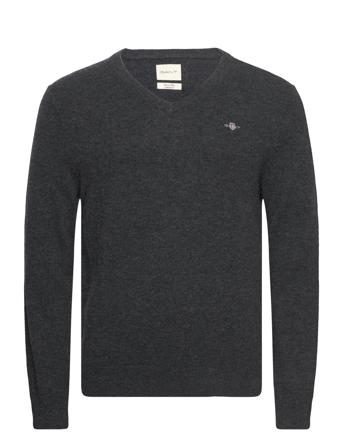 Extrafine Lambswool V-Neck Tops Knitwear V-necks Grey GANT