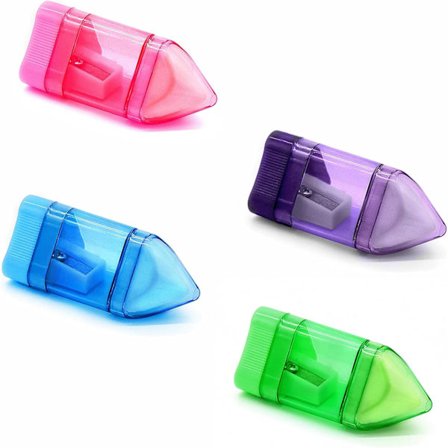 Manuel blyantspidser med viskelæder - Kompakt håndholdt spidser til #2/HB blyanter, farverige skole- og kontorartikler