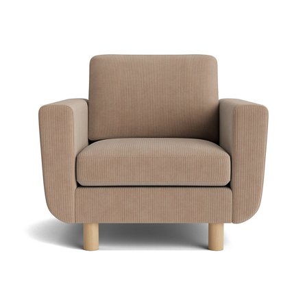 Ontario Mørk Beige Lænestol - Haven 86x96x86cm - Komfortabel lænestol i fyrretræ & spånplade med slidstærkt koldskum og massive egetræsben