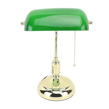 Bankers Lampe Grønt Glas Lampeskærm Varmt Skrivebord Vintage Bibliotekslampe med Trækket Kontakt Jernbase E26 Holder til Kontor