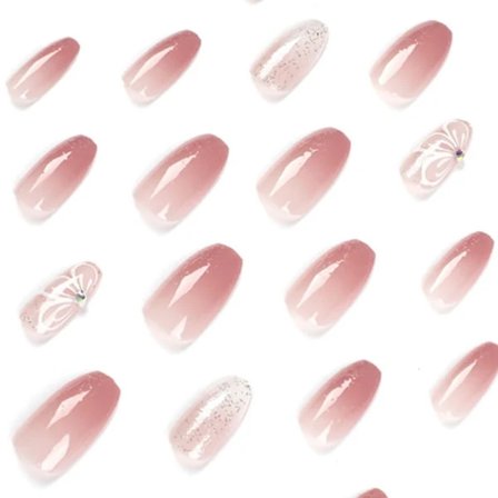 Falske negle korte pastelblomster fingernegle glitter